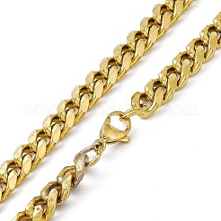 PVD-Vakuumbeschichtung 201 Edelstahl Cuban Link Halskette mit 304 Edelstahlverschlüssen für Männer und Frauen&nbsp;NJEW-M194-01D-G