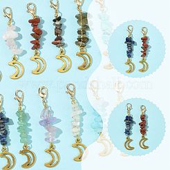 12 pendentif décoratif en forme de lune en alliage de 12 couleurs&nbsp;HJEW-FS00050