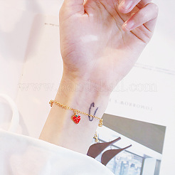 Pulseras de latón con micro pavé de circonitas cúbicas y dijes de fresa para mujer&nbsp;WH-WG7C0FD-01