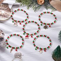 Weihnachtsthema Legierung Emaille Charms Armbänder&nbsp;BJEW-JB10959