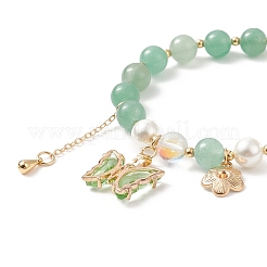 Juego de pulseras elásticas con cuentas de perlas y piedras preciosas mixtas naturales redondas de 4 Uds. 4 estilos&nbsp;BJEW-TA00191