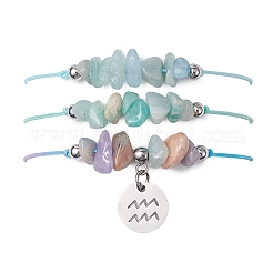 3 pz costellazioni regolabile in nylon intrecciato braccialetti di perline per donne e uomini&nbsp;BJEW-JB11325-11