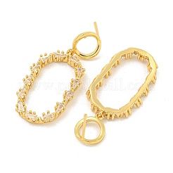 Aretes de circonita cúbica transparente con micropavé de latón ovalado con revestimiento en estante&nbsp;EJEW-B061-11G