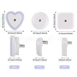 3 pz 3 stili ABS sensore di luce notturna a LED in plastica&nbsp;AJEW-TA0003-03