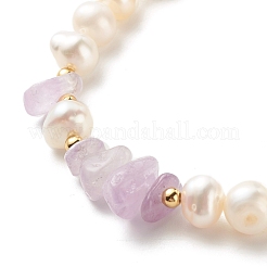 Braccialetto di perline di ametista lavanda naturale&nbsp;BJEW-TA00032-02