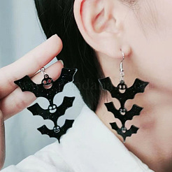 Boucles d'oreilles pendantes en acrylique chauve-souris d'Halloween&nbsp;FS-WG3D7A4-02