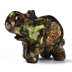 Éléphant assemblé bronzite naturelle et ornement modèle de jaspe impérial synthétique&nbsp;G-N330-62