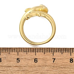 Manschettenringe aus Messing mit Walmotiv für Damen&nbsp;RJEW-Z085-01G-01