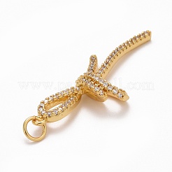 Placage de crémaillère en laiton micro pavé pendentifs en zircone cubique claire&nbsp;KK-M229-12G