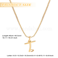 Collier avec pendentif lettre en acier inoxydable 304 et chaîne en laiton 1 pièce&nbsp;NJEW-LP0001-40T-G