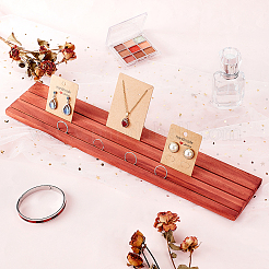 Rechteckige Holzohrring-Display-Kartenständer mit 3 Steckplatz&nbsp;EDIS-WH0012-45A