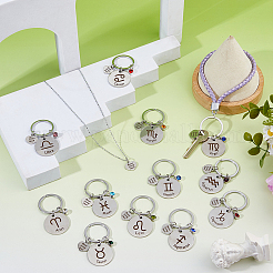 12 porte-clés en acier inoxydable avec strass&nbsp;KEYC-FH0001-68