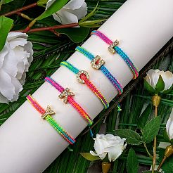 Braccialetto di perline intrecciate con iniziale di strass di cristallo&nbsp;BJEW-SW00037-17