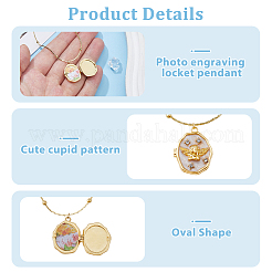 1 collier médaillon ovale en laiton avec strass en cristal Cupidon&nbsp;NJEW-HS0001-14