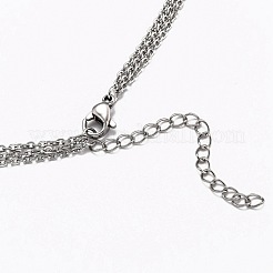 304 Edelstahl 3-lagige Halsketten&nbsp;NJEW-L458-042M