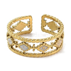 Anelli polsino aperto in acciaio inossidabile smaltato 304 a forma di rombo per donna&nbsp;RJEW-F166-26G-02