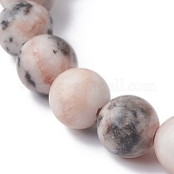 Pulseras elásticas con cuentas redondas de jaspe de cebra rosa natural&nbsp;BJEW-JB09832