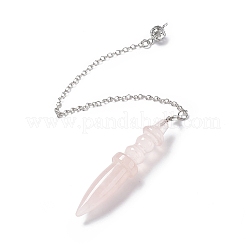 Natürliche spitze Wünschelpendel aus Rosenquarz&nbsp;AJEW-B020-06P-07