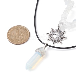 Set di collane con ciondolo a forma di sole in lega e proiettile opalite da 2 pz&nbsp;NJEW-JN04514-01