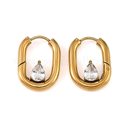 Pendientes de aro de acero inoxidable 304 con circonitas cúbicas para mujer&nbsp;SA-CBAF36C-05G