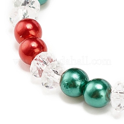 Pulsera elástica con cuentas de perlas acrílicas y amuletos de aleación esmaltada&nbsp;BJEW-JB08292