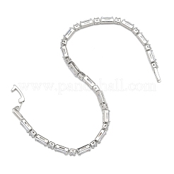 Braccialetti a maglie tonde e piatte rettangolari con pavé di zirconi cubici trasparenti in ottone&nbsp;BJEW-YWC0002-02A