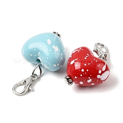 Pendentifs décoratifs en forme de cœur en acrylique opaque peints à la bombe&nbsp;HJEW-JM04215-02