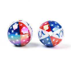 Perles acryliques opaques imprimées sur le thème de la fête de l'indépendance&nbsp;MACR-T048-10C