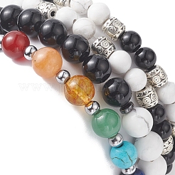 4 Stück 4-teiliges Stretch-Armbandset mit natürlichen und synthetischen gemischten Edelsteinen&nbsp;BJEW-JB09347