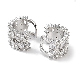 Orecchini a polsino da donna con micro pavé di zirconi cubici in ottone e occhio di cavallo&nbsp;EJEW-E310-08P