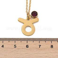 Collar con colgante de constelación de piedra de nacimiento con taladro de vidrio de acero inoxidable 304&nbsp;STAS-D305-08G-B