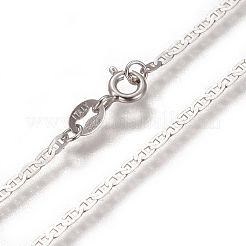 Anlaufschutz-Halsketten mit rhodiniertem 925-mm-Sterlingsilber im Mariner-Stil&nbsp;STER-L059-11P