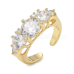 Anelli aperti con polsino in ottone micro pavé di zirconi cubici per donna&nbsp;RJEW-L343-07G-02