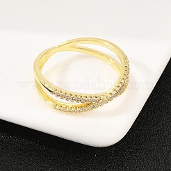 Micro ottone spianare anelli zirconi&nbsp;RJEW-D340-01G-06