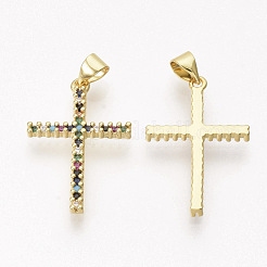 Pendentifs avec zircon cubiques à micro-pavés en laiton&nbsp;ZIRC-T012-33G