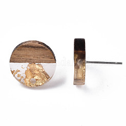 Fornituras de aretes de resina transparente y madera de nogal&nbsp;MAK-N032-008A-F01
