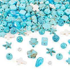 DIY-Kits zur Herstellung von Armbändern/Halsketten aus natürlichem Lavastein und synthetischen Türkis- und Korallenperlen&nbsp;DIY-TA0012-54