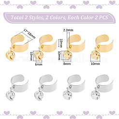 8 ensemble de 4 bagues de manchette ouvertes en acier inoxydable 304 avec breloques&nbsp;RJEW-AB00009