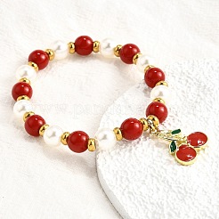 Bracelets en perles de plastique et laiton&nbsp;BJEW-D314-02