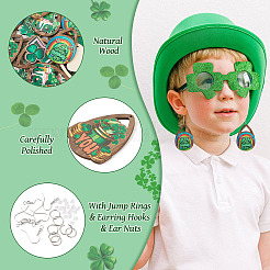St. Patrick's Day DIY-Set zur Herstellung von tropfenförmigen Ohrringen aus Holz&nbsp;DIY-TA0009-12