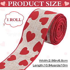 Ruban imprimé cœur en polyester pour la Saint-Valentin de 10 m&nbsp;SRIB-CY0001-01C
