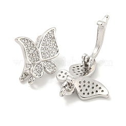 Placage en rack laiton micro pave fermoirs torsadés en zircone cubique transparente&nbsp;KK-B093-28P