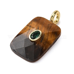Pendentifs à facettes en oeil de tigre naturel&nbsp;G-B186-01G-08