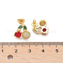Latón aretes de óxido de circonio cúbico&nbsp;EJEW-Q017-03B-G