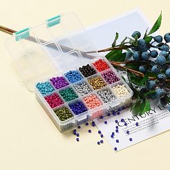 375g 15 Farben Backfarbe K9 Glas Saatperlen Perlen&nbsp;SEED-JP0004-03-4mm