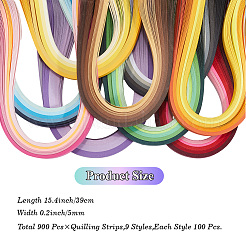 9 ensemble de 9 bandes de papier de quilling rectangulaires dégradées&nbsp;DIY-CP0012-32