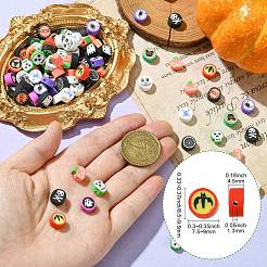 200 Stück 2 Stile Halloween handgefertigte Polymer Clay Perlen&nbsp;CLAY-CJ0001-86