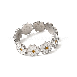 Blumen 201 Edelstahl mit Emaille-Fingerringen&nbsp;RJEW-Z135-02P