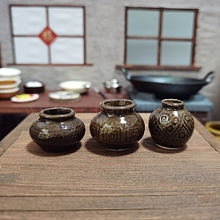 3pcs 3 Stile im chinesischen Stil Mini-Keramikvase Miniatur-Ornamente-Sets&nbsp;BOTT-PW0002-106