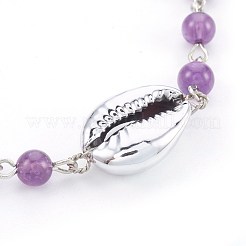 Braccialetti ametista naturale perline&nbsp;BJEW-JB03954-03